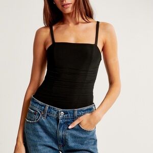 Mesh Crepe Squareneck Bodysuit size xxsmall